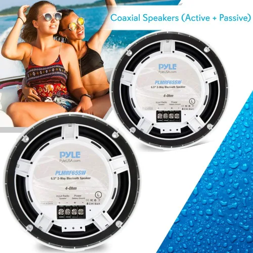 Miniatura 6 de Pyle Altavoces marinos de 6.5 pulgadas, par de altavoces coaxiales de 2 vías a prueba de agua Sistema de sonido estéreo de audio con soporte