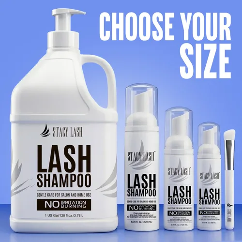 Miniatura 7 de STACY LASH Champú para extensiones de pestañas + cepillo, 1.69 onzas líquidas, limpiador espumoso de párpados, lavado para extensiones y pestañas