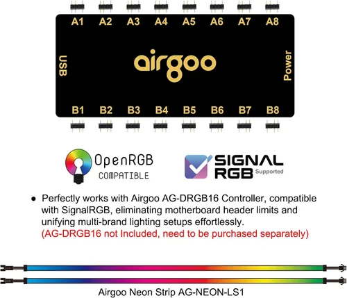 Miniatura 7 de Tira LED RGB direccionable para PC de Airgoo, tubo de goma de silicona difusa AG-NEON-LS1, para cabecera argb de 5V y 3 pines o controlador