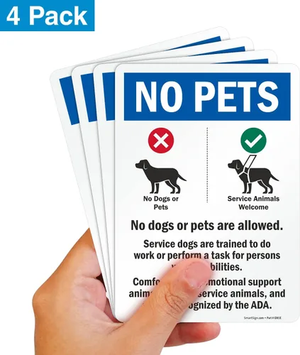 Miniatura 2 de SmartSign Paquete de 4 etiquetas adhesivas de animales de apoyo emocional de 7 x 5 pulgadas con símbolos de perro, poliéster laminado de 5 mil