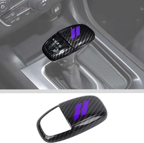 Miniatura 13 de JWWY Pomos de palanca de cambios para Dodge Challenger Charger 2015-2025+ Durango 2018-2023, accesorios interiores, fibra de carbono azul