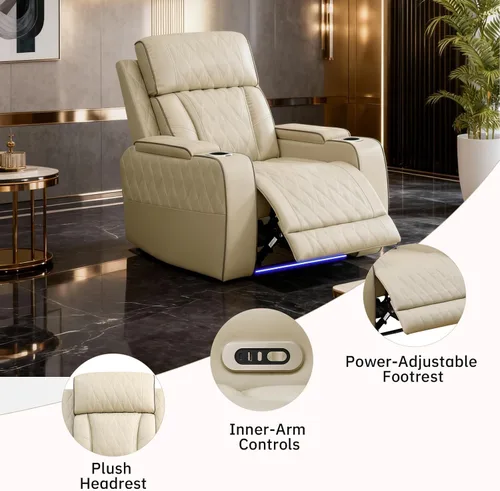 Miniatura 3 de Juegos de muebles de sala de estar, sofá modular reclinable eléctrico con luces LED, juego de sofá de cuero, sofá reclinable para sala de estar