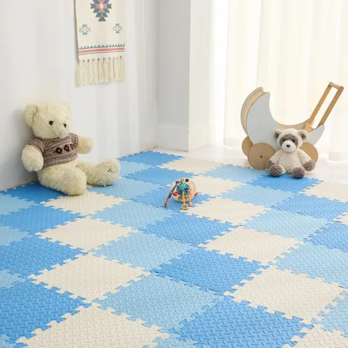 Miniatura 30 de Tapete de juego de espuma para bebé, tapete entrelazado de 0.4 pulgadas de grosor con colores sólidos, tapete de juego suave y no tóxico, tapete