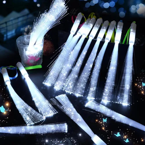 Miniatura 3 de 150 varillas de fibra óptica blanca, varitas brillantes y varitas de luz para niños, varita de fibra óptica con 3 modos de luz, suministros