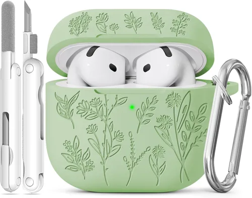 Miniatura 11 de Funda para Airpods Pro 3 con tapa magnética, fundas grabadas con flores para Apple AirPods Pro de 3ª generación 2025, funda de silicona suave