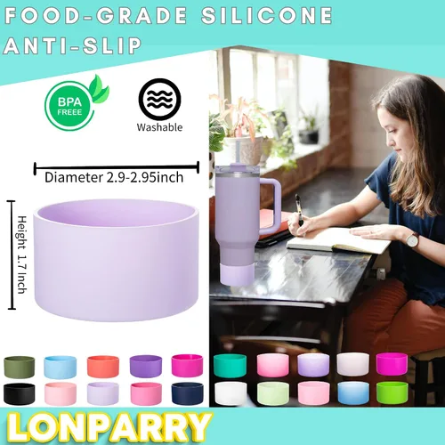 Miniatura 3 de LONPARRY Paquete de 4 fundas para botas Stanley Tumbler 40 30 oz Protector de fondo para Stanley Cup Quencher H2.0 Funda de silicona Stanley IceFlow