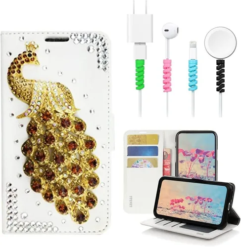 Miniatura 10 de Bling - Funda para Samsung Galaxy S21, diseño de pavo real en 3D, color negro