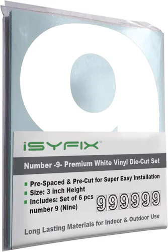 Miniatura 25 de iSYFIX - Calcomanías de vinilo blancas con número 0 (cero) - Juego de 6 unidades de 1.5 pulgadas autoadhesivas - Decalcomanías premium troqueladas
