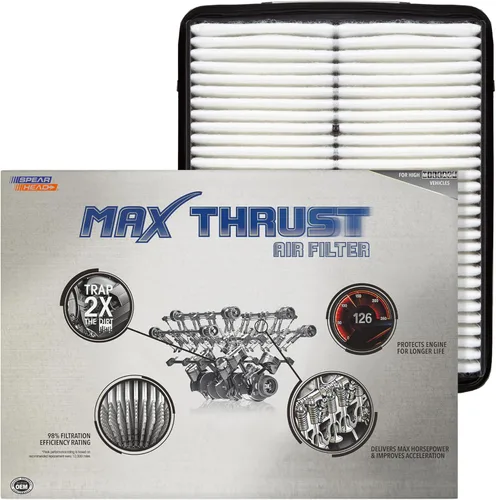 Miniatura 68 de Filtro de aire de motor Spearhead MPG Defense Max Thrust para vehículos de todo kilometraje, se adapta como el OEM, restaura MPG y aceleración