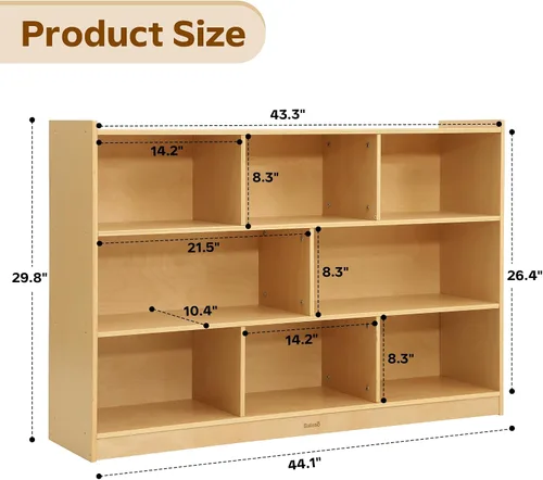 Miniatura 3 de Bateso Organizador de almacenamiento de juguetes para habitación de niños, estantería de madera para niños, para aula, organizador de almacenamiento