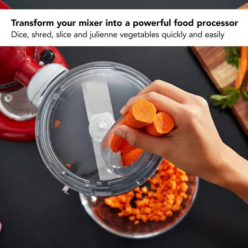 Miniatura 3 de KitchenAid Spiralizer Plus - Accesorio con cáscara, núcleo y rebanada, accesorio para procesador de alimentos plateado y KSM2FPA, kit de corte