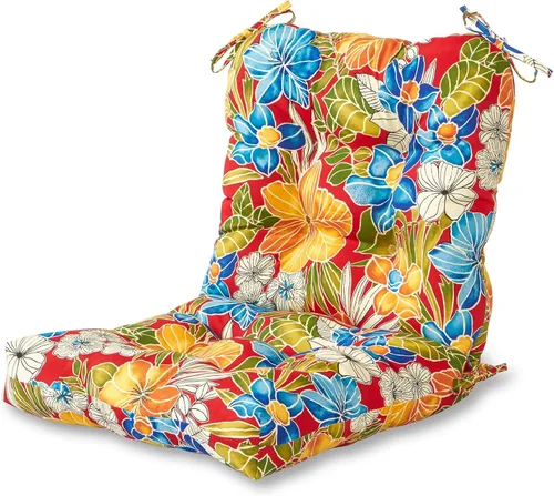 Miniatura 37 de Cojines para silla de exterior con bisagras, diseño de una sola pieza, cojín reversible para asiento y respaldo de patio con lazos, tela