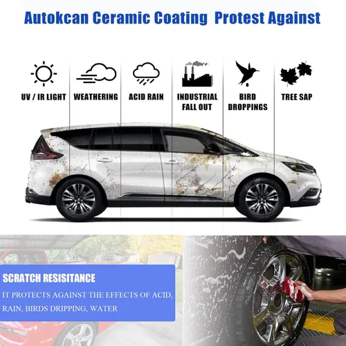 Miniatura 4 de 9H Nano revestimiento cerámico para automóviles, kit de revestimiento de cerámica antiarañazos de alto brillo para detalles de automóviles, vidrio