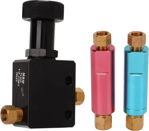 Válvula de dosificación de freno, disco/tambor ajustable en línea 150-1200 PSI perilla universal de aluminio con kit de presión residual de 2 libras