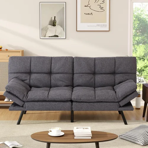 Miniatura 7 de Opoiar Sofá cama plegable de espuma viscoelástica convertible con reposabrazos y respaldos ajustables para espacios pequeños, oficina, estudio