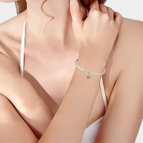 Miniatura 5 de NJXINJIABO Abalorio de plata de ley 925 para pulseras y collares, lindos animales, cerdo, mariposa, gusano brillante, flor, colgante, joyería