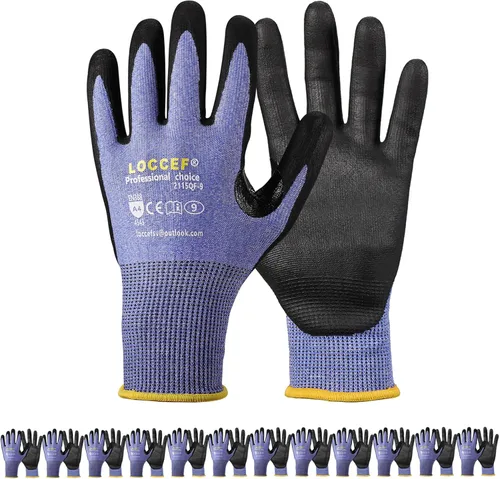 LOCCEF 3 pares de guantes de trabajo de seguridad, compatibles con pantalla táctil, destreza superior, guantes de trabajo resistentes a cortes de