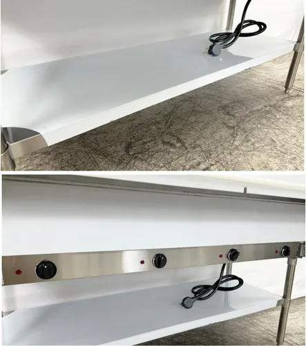 Miniatura 4 de Calentador eléctrico de mesa de vapor comercial 58 pulgadas de ancho 4 pozos abiertos certificado NSF acero inoxidable con estante inferior y tabla