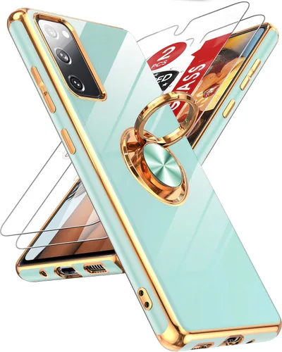 Miniatura 144 de LeYi Funda para Samsung Galaxy S22 Ultra con soporte de anillo giratorio de 360°, soporte magnético, chapado en oro rosa, borde protector para Negro