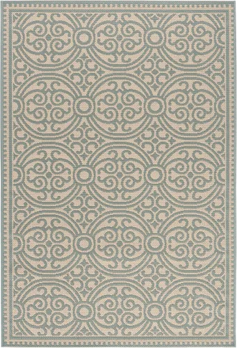 Miniatura 3 de SAFAVIEH Alfombra lavable para exteriores Linden Collection - 4 x 6 pies, aguamarina y crema, no desprende pelusa y fácil de limpiar, ideal