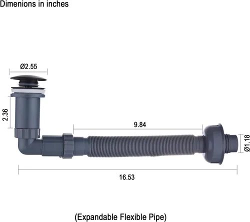 Miniatura 4 de P Trap - Tapón para lavabo de baño, trampa para botellas en ángulo recto, juego completo de tubo ajustable de 1-1/4, diseño de tubo roscado