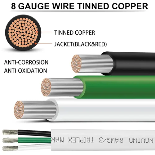 Miniatura 2 de Cable de alambre marino de calibre 8, cable de grado marino de calibre 8 AWG, cable de cobre estañado triplex 8/3 para barcos, cable de cobre libre