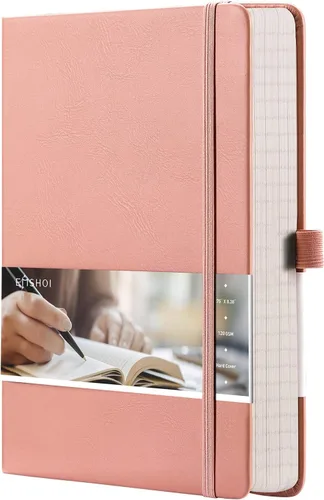 Miniatura 12 de EMSHOI - Cuaderno de puntos, 256 páginas A5, cuadrícula de puntos, papel grueso de 120gsm, 16 páginas perforadas, piel sintética suave, bolsillo