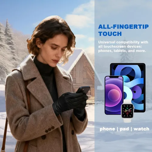 Miniatura 3 de MaxW Women's Sheepskin Leather Gloves for Winter Touchscreen Warm Gloves for Cold Weather