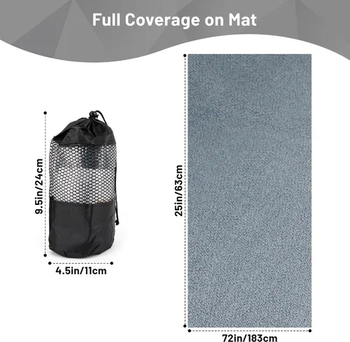 Miniatura 3 de Toalla de yoga antideslizante con puntos de agarre, toalla de microfibra absorbente del sudor para yoga, pilates, bikram y fitness, 72 x 24