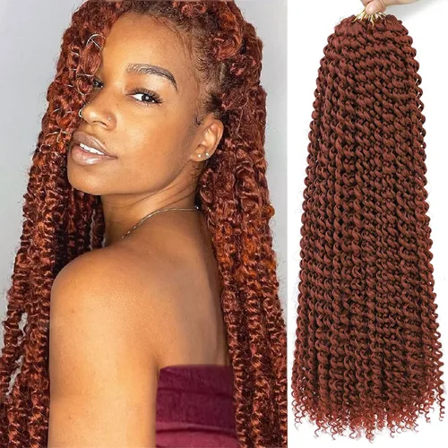 Miniatura 10 de Cabello Passion Twist de 24 pulgadas, 8 paquetes de cabello Passion Twist de ganchillo para mujeres, cabello trenzado Passion Twists largo bohemio