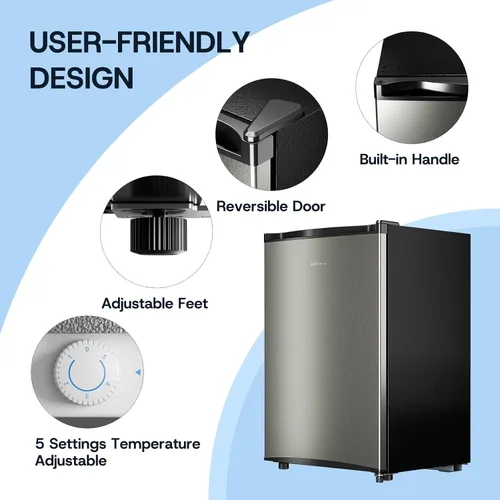 Miniatura 4 de Upstreman Mini congelador vertical pequeño de 3.0 pies cúbicos con puerta reversible, enfriamiento rápido, termostato de 5 niveles ajustable