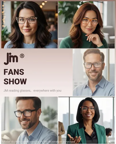 Miniatura 5 de JM Paquete de 5 lentes de lectura para mujeres y hombres, lectores de computadora cuadrados con bloqueo de luz azul, elegantes con bisagras