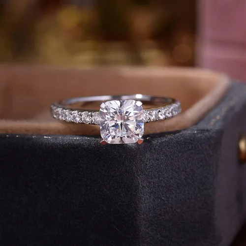 Miniatura 6 de SEIARA Anillos de compromiso de moissanita para mujer, anillos de promesa para ella, anillos con comodidad clásica y anillo de compromiso
