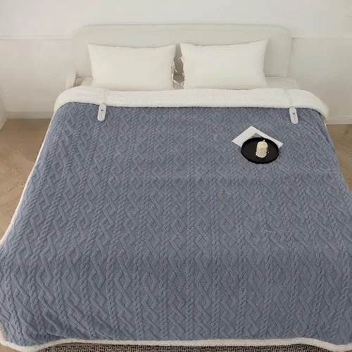Miniatura 26 de Manta eléctrica tamaño individual 62"X84" amarilla - Manta cálida y gruesa de sherpa con calefacción para invierno con 5 niveles de calentamiento