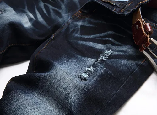 Miniatura 8 de Junbaoss - Jeans elásticos ajustados para hombre pantalones de mezclilla ajustados rasgados para hombre pantalones de cintura flexible de pierna