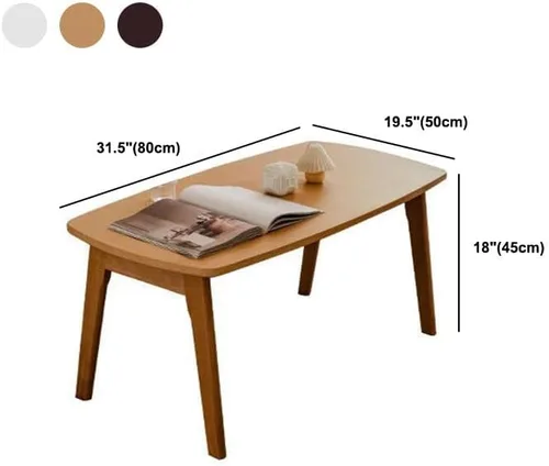 Miniatura 2 de Mesa de centro, moderna mesa de centro rectangular plegable de madera maciza escandinava para sala de estar, natural 31.5 pulgadas de largo x 19.5