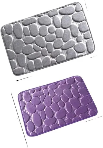 Miniatura 2 de Alfombra antideslizante de Baño De Franela Gruesa Antideslizante, Almohadilla De Espuma Viscoelástica, Adoquín En Relieve, Alfombra De Suelo De