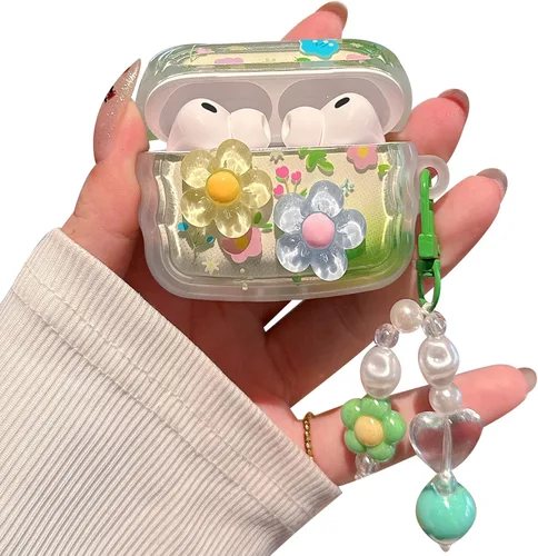 Miniatura 16 de Funda para Airpod Pro 2/1, linda flor 3D con llavero funda protectora de TPU transparente compatible con AirPods Pro de 2ª y 1ª generación, funda