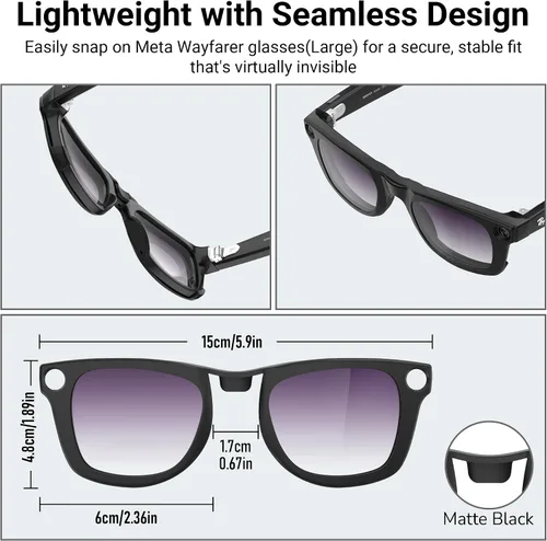 Miniatura 6 de BonFook HiBloks Transitions/Gradient Polarized Matte/Shiny Clip-On Lenses for RayBan Gen 1&2 Meta Wayfarer(RW4006/4008/4012)