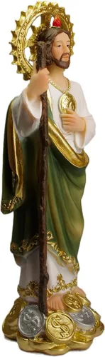 Miniatura 7 de Estatua de San Judas Tadeo, 8 pulgadas, estatua de San Judas, monedas, dinero, resina, figura religiosa 7.9 in (7.9 in)