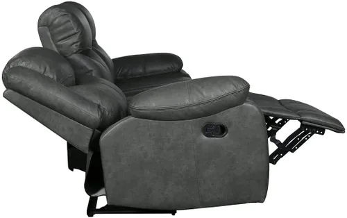 Miniatura 4 de Blackjack Furniture Marsden - Sofá biplaza reclinable de cuero moderno para sala de estar, gris plomo