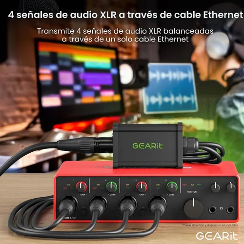 Miniatura 3 de GEARit Serpiente de 4 canales (cable de derivación de 2 pies) 3 pines XLR/DMX/AES-EBU a Ethercon RJ45 Cat5/Cat6 Ethernet Extensor para escenario