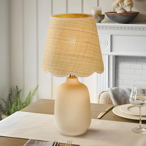 Miniatura 6 de Pia Ricco lámpara de mesa de cerámica moderna de 19" para sala de estar, lámparas de escritorio de base crema para dormitorio, lámpara de mesita