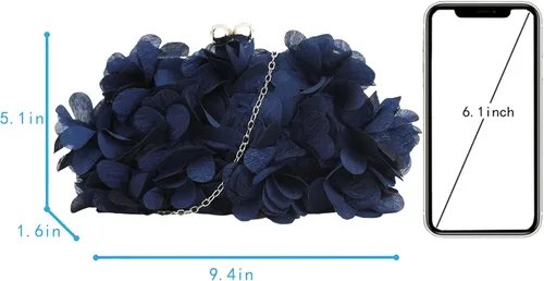 Miniatura 2 de Buddy - Bolso de mano de satén suave para mujer, con forma de rosa, para boda, fiesta