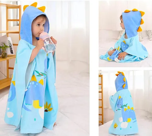 Miniatura 4 de Toalla de playa con capucha para niños, toalla de baño para niños, toalla de baño de algodón con patrón de animales, toalla de ducha para niños