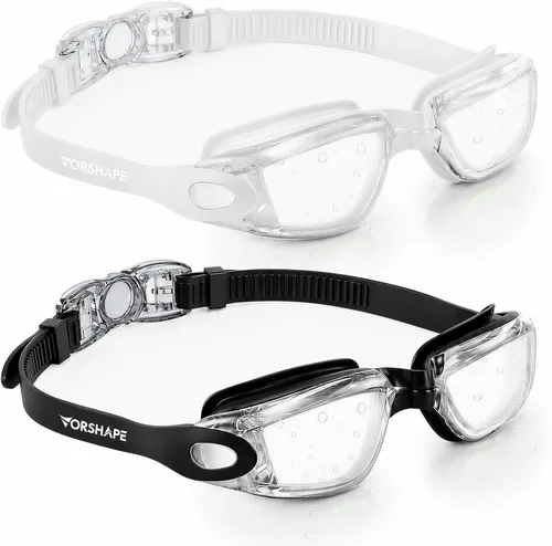 Miniatura 12 de Gafas de natación: paquete de 2 gafas de natación antivaho, sin fugas, protección UV, para adultos, hombres, mujeres, jóvenes Azul & blanco