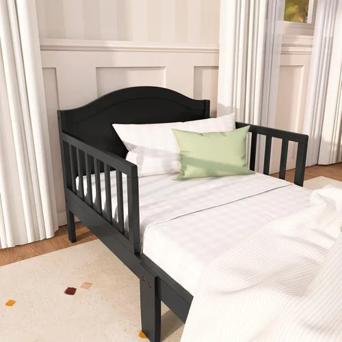 Miniatura 6 de Dream On Me Sydney - Cama para niños pequeños, color negro, con certificado Greenguard Gold y JPMA, diseño bajo, acabados no tóxicos, rieles