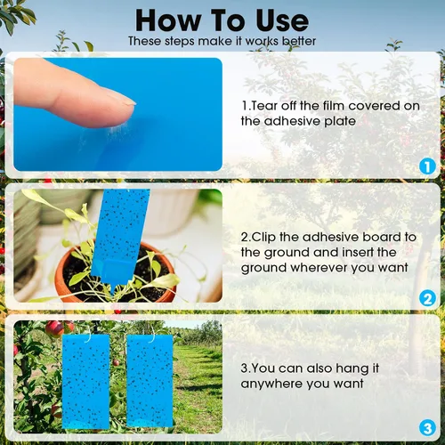 Miniatura 5 de 220 trampas adhesivas de doble cara para insectos voladores de plantas voladoras para interiores y exteriores, como mosquitos de hongos, moscas Azul