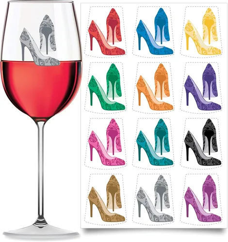 Miniatura 16 de Wine Wear Marcadores de bebidas, 12 unidades, calcomanías adhesivas reutilizables para revelación de género para baby shower (bebé niño)
