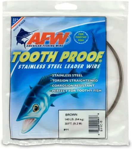 Miniatura 8 de AFW Alambre Líder Duro de Una Hebra de Acero Inoxidable a Prueba de Dientes - Brillante y Camuflaje para Tiburón, Barracuda, Caballa Real, Wahoo